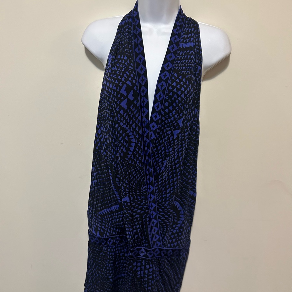 BCBGMaxAzria Black and Blue Halter Dress